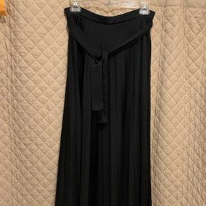 Vintage Sears Full-Length Pleated Maxi Skirt - Elegance in Black, Size Large